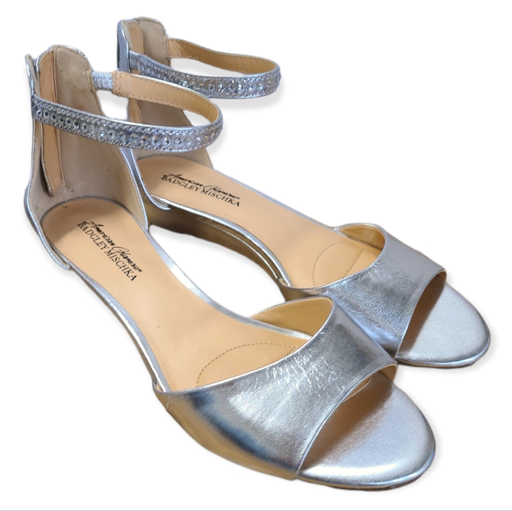 Badgley Mischka Silver Open Toe Sandals 9.5 - Picture 3 of 8